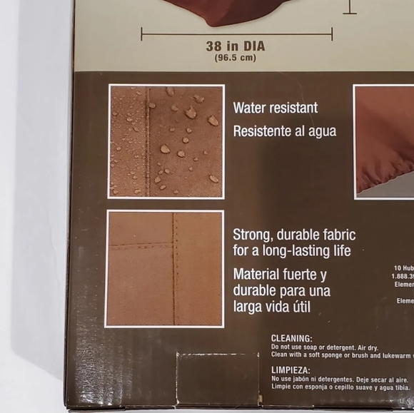 Elemental Round Firepit Cover Brown Water Resistant UV Protected Heavy Duty 38” - Picture 8 of 10